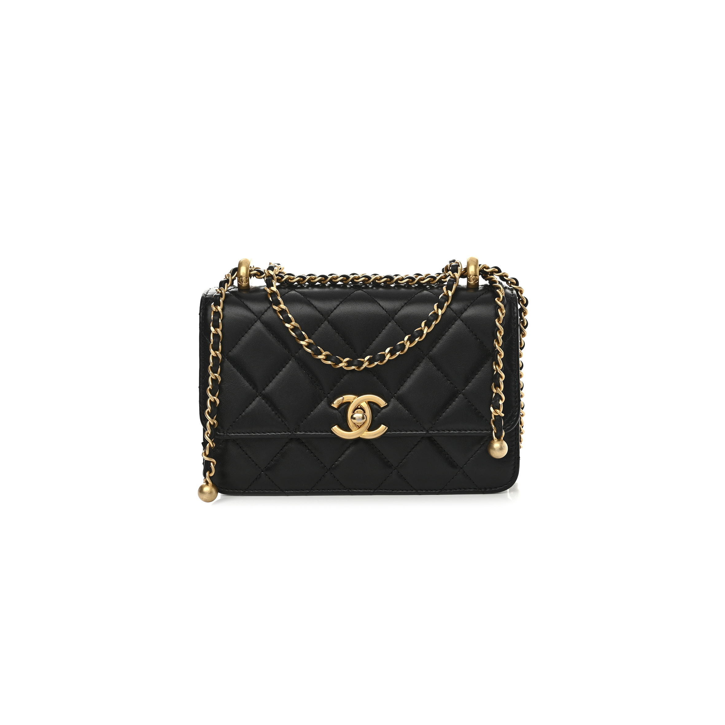 Ch*el master calfskin quilted mini perfect fit flap black (19*12*8cm)